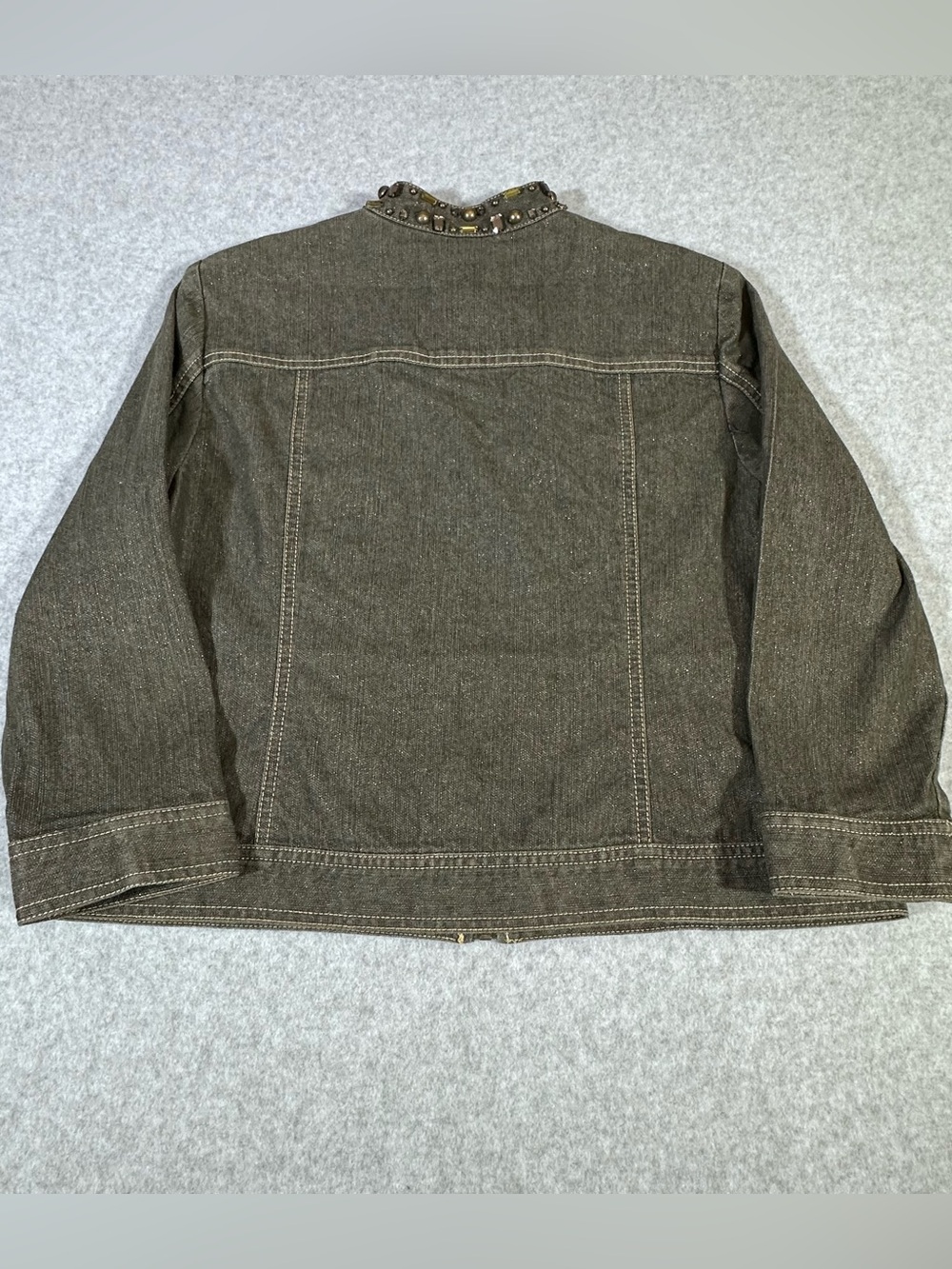 Ruby Rd. Petite Rhinestone Denim Jacket - Picture 6 of 10